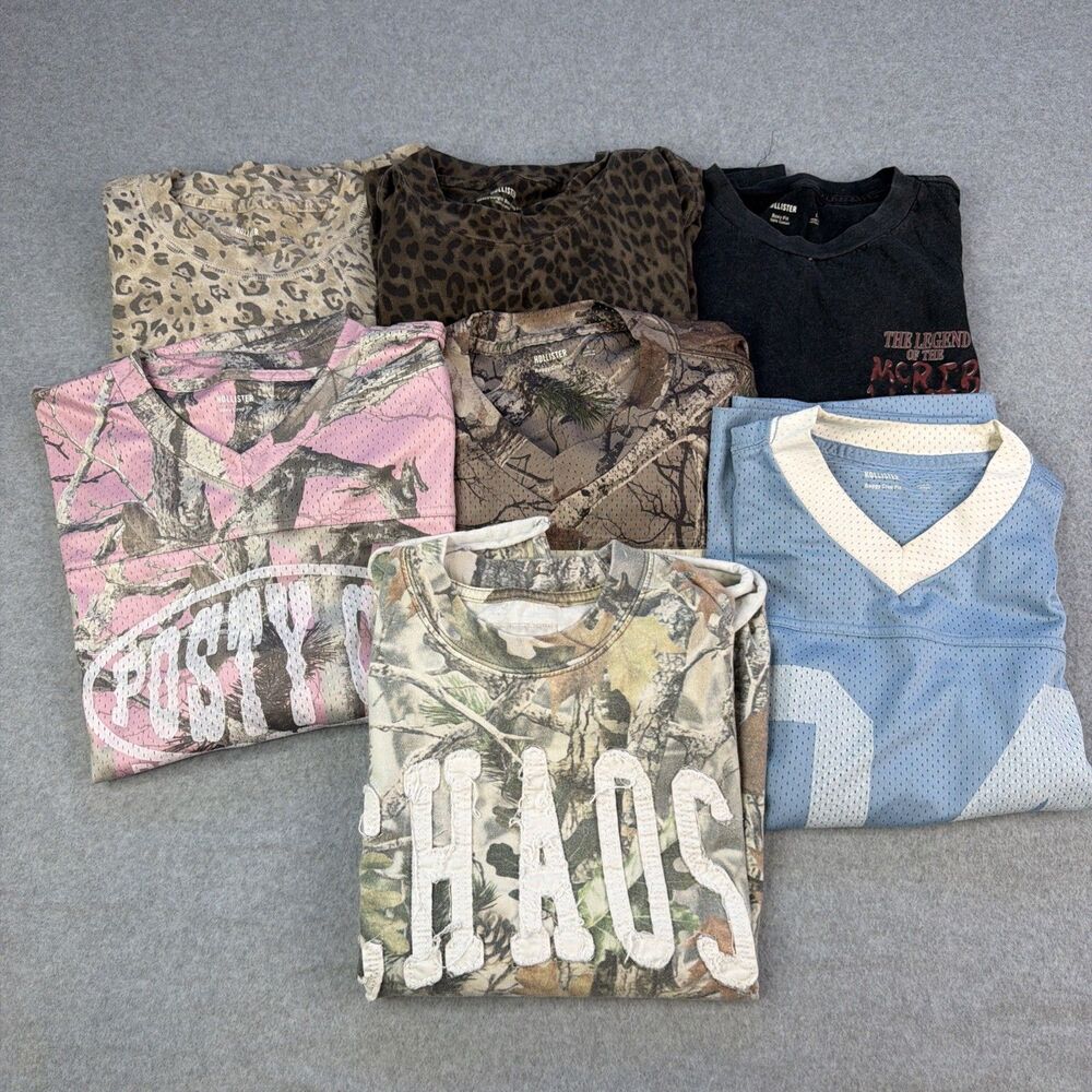 Hollister & PacSun Men's Shirt Lot Large Heavyweight Boxy Crop Jersey Graphic